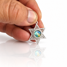 925 Silver Star of David Roman Glass Pendant Necklace