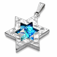 925 silver star of David roman glass pendant