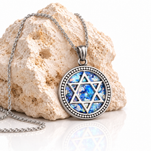 925 Sterling Silver Roman Glass Star of David Pendant