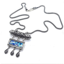 925 sterling silver Yemenite filigree amulet pendant with authentic ancient Roman Glass from Israel