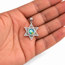 925 Silver Star of David Roman Glass Pendant Necklace