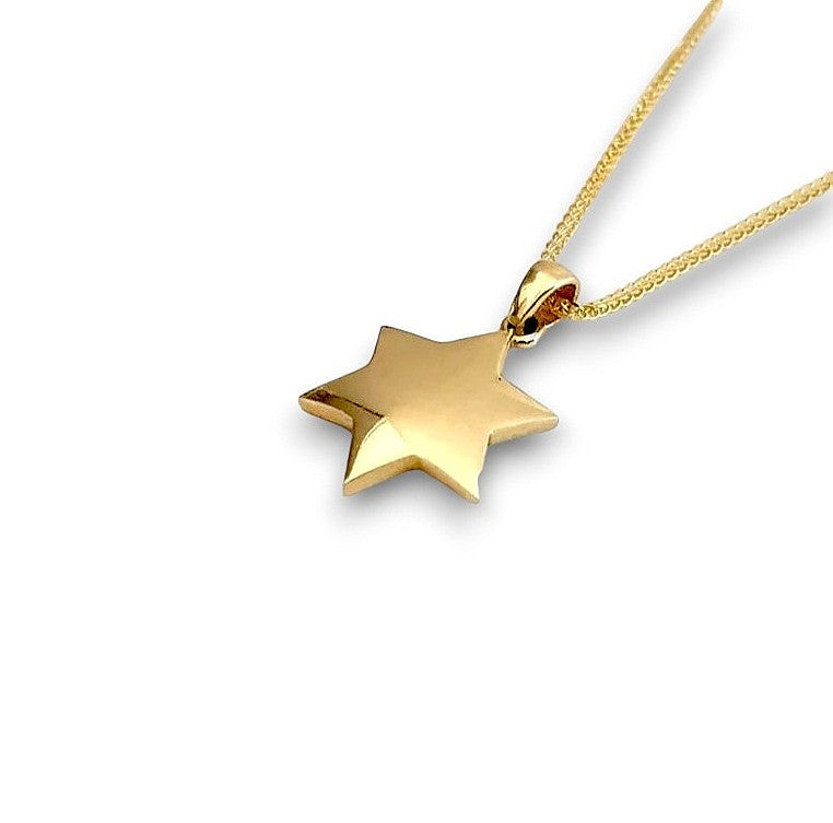 14K Gold Domed Star of David Pendant