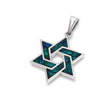 silver star of david pendant with Eilat stone Israel handmade jewelry