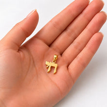 gold chai necklace on hand