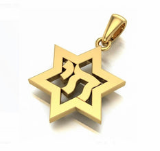 14k gold star of david with chai Hebrew