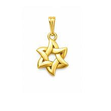 Gold star-shaped pendant on a white background