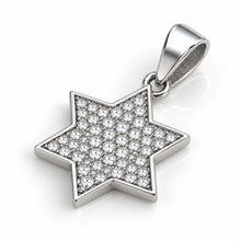 14K white gold Star of David pendant with lab grown diamonds held by woman hand – Jewish jewelry from Israel