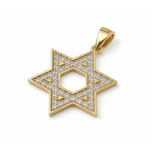 14K Gold Star of David Pendant with  Diamonds made In Israel