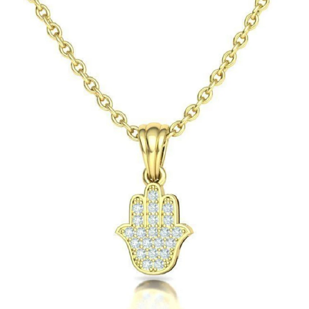 18k Gold Diamond Hamsa Pendant