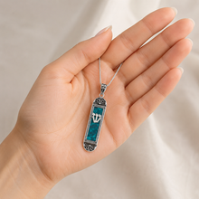 925 Sterling Silver Mezuzah Pendant with Eilat Stone – Handmade Judaica Jewelry from Israel