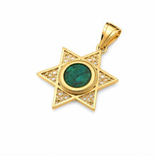 14K gold Eilat Stone Star of David pendant