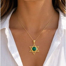 women is wearing  Eilat Stone Star of David pendant