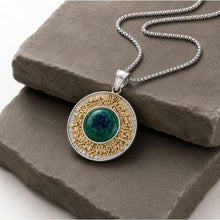 Silver 9K Gold Eilat Stone Pendant ,Jerusalem Pendant,Eilat Stone Pendant ,Jewish Pendant,Jerusalem Gold Pendant,Gift For Women