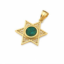 14K Gold Eilat Stone Star of David Pendant  Handmade in Israel