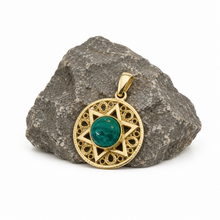 14k Gold Eilat Stone Filigree  Star of David Pendant Handmade from Israel
