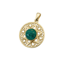 gold  star of David pendant set with Eilat stone 
