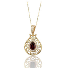 14K Gold Pomegranate Pendant with Garnet & Lab Diamonds