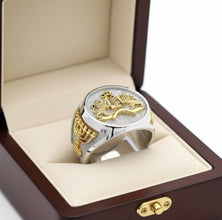 925 Silver Gold Ten Commandments Lion of Judah Gold Ring