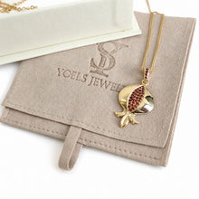 14K Gold Pomegranate Pendant Garnets Stones Jewish Jewelry