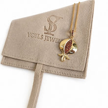 14K Gold Pomegranate Pendant Garnets Stones Jewish Jewelry