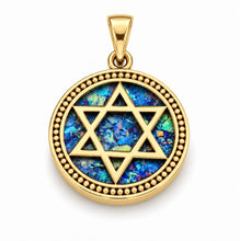14k gold roman glass star of david pendant