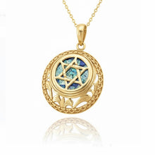 Gold  roman glass star of David pendant 