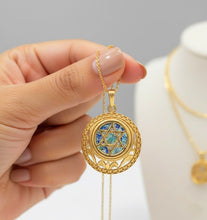 14k Gold Roman Glass Star of David Filigree Pendant