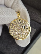 14K gold Shema pendant with diamonds shown to scale – handcrafted Jewish necklace