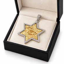14K Gold Jerusalem Star of David Pendant with Diamonds  in box