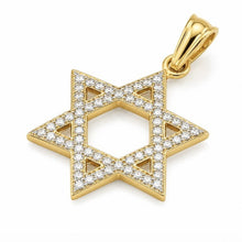 14K Gold Star of David Pendant with Lab Diamonds