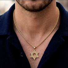Large 14K Gold Magen David Pendant  ON Men's  neck 