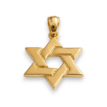 Gold Star of David pendant on a white background