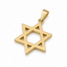 Gold Star of David pendant on a white background