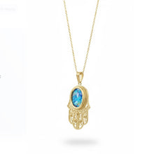 Gold roman glass hamsa filigree pendant 