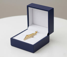 14k Gold Map of Israel Shema Israel Pendant with Diamonds