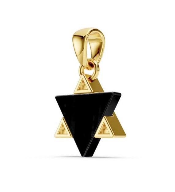 14K Gold Star of David Shema Israel Pendant