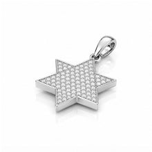 14K white gold Star of David pendant with lab grown diamonds held by woman hand – Jewish jewelry from Israel