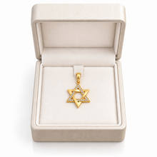 14K Gold Star of David Diamonds Pendant | Handmade in Israel