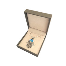 925 Sterling Silver Roman Glass Hamsa Pendant Necklace