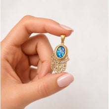 14K Gold Roman Glass Hamsa Pendant | Authentic Ancient Roman Glass | Handmade in Israel