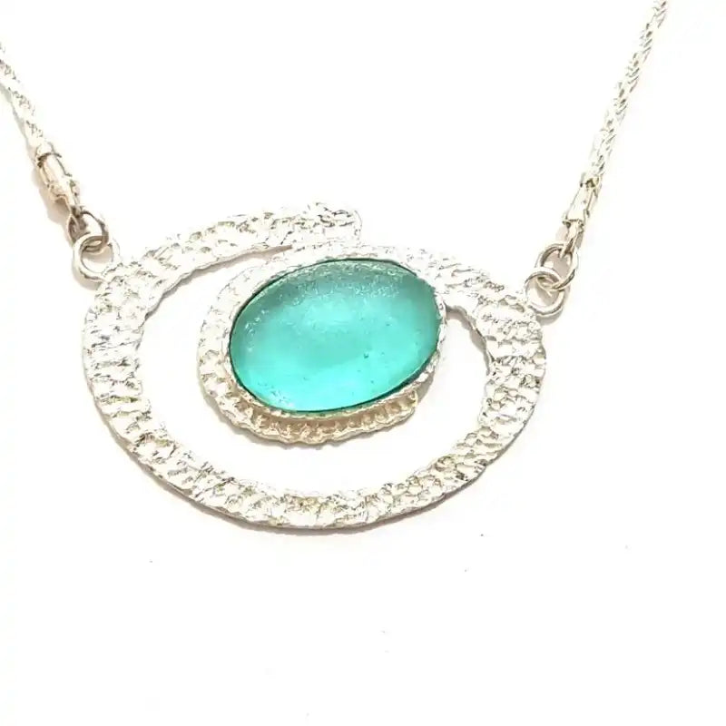 925 silver roman glass necklace