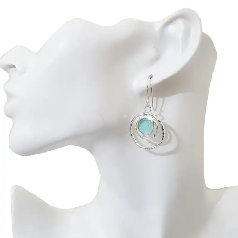 925 silver bluish roman glass earrings