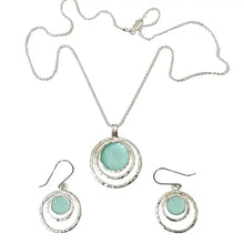 925 Sterling Silver Roman Glass Pendant-Earrings Set