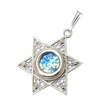 silver roman glass star of David pendant 