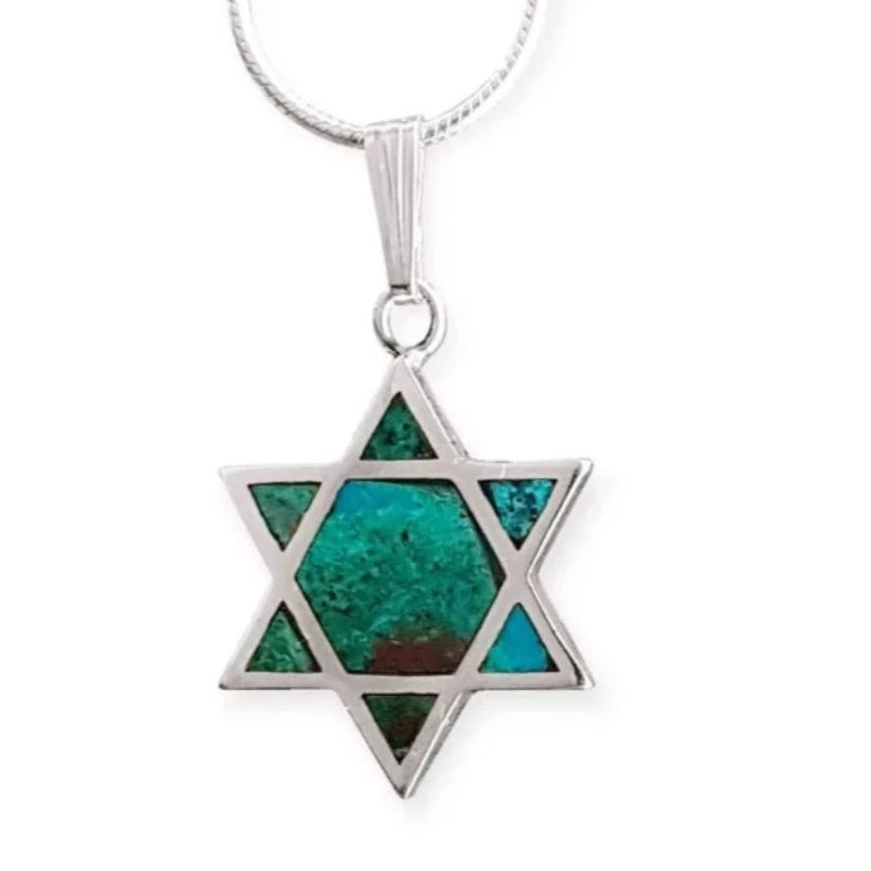 Silver Eilat Stone Star of David Unisex Pendant