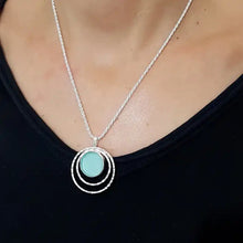 925 Sterling Silver  Roman Glass Pendant Necklace