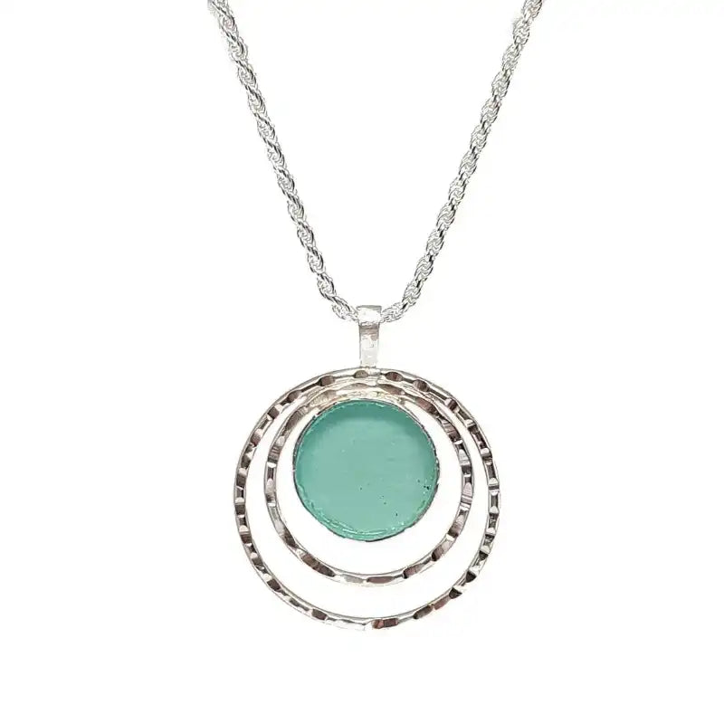 925 Sterling Silver  Roman Glass Pendant Necklace