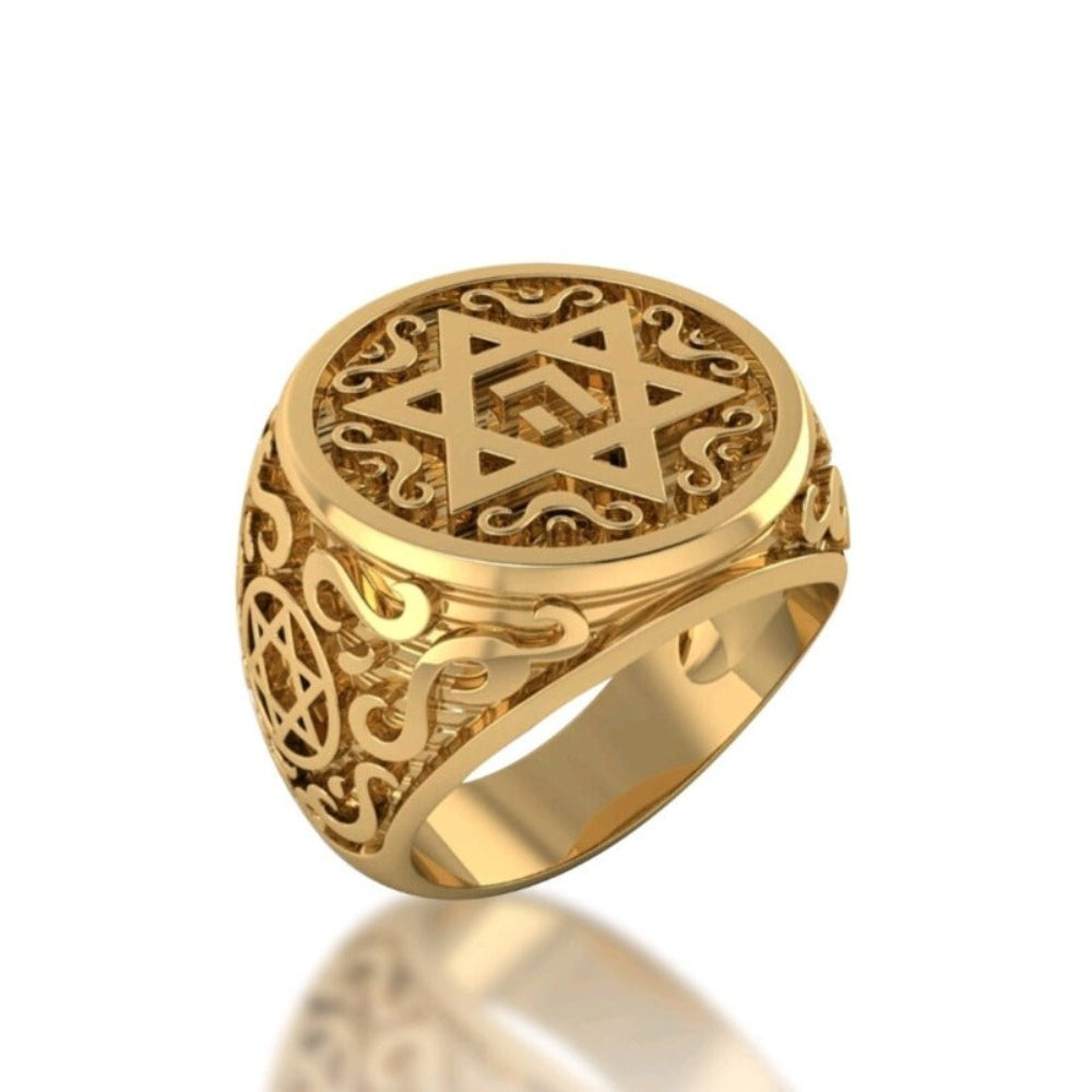 14K Gold Star of David Ring Men Ring ,Jewish Ring,Star of David Ring,Jerusalem Ring