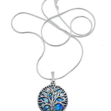 925 Roman Silver Tree of Life   Glass Pendant Necklace