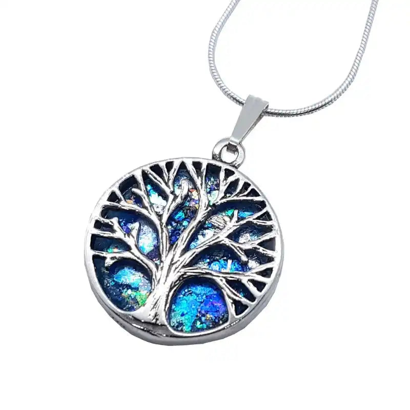 roman glass silver tree of life pendant